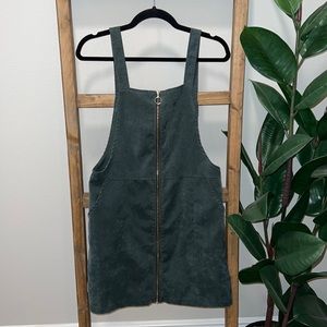 Zip Front Overall Dress w/ Pockets